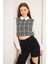 Siyah Tweed Gömlek Yaka Crop Bluz DM9002 2