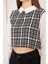 Siyah Tweed Gömlek Yaka Crop Bluz DM9002 3