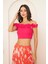 Pembe Fırfırlı Crop Bluz DM7002 4