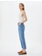 Düz Paça Kot Pantolon Standart Bel Pamuklu Esnek Cepli - Eve Slim Jean 1