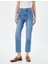 Düz Paça Kot Pantolon Standart Bel Pamuklu Esnek Cepli - Eve Slim Jean 3