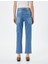 Düz Paça Kot Pantolon Standart Bel Pamuklu Esnek Cepli - Eve Slim Jean 4
