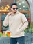 Bej Fell Better Nakışlı Kapşonlu Üç Iplik Oversize Sweatshirt 2
