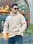 Bej Fell Better Nakışlı Kapşonlu Üç Iplik Oversize Sweatshirt 3