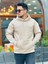 Bej Fell Better Nakışlı Kapşonlu Üç Iplik Oversize Sweatshirt 4