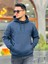 Lacivert Fell Better Nakışlı Kapşonlu Üç Iplik Oversize Sweatshirt 3