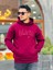 Bordo Fell Better Nakışlı Kapşonlu Üç Iplik Oversize Sweatshirt 4
