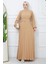 Kemerli Piliseli Aerobin Elbise Camel HM2339 1