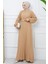 Kemerli Piliseli Aerobin Elbise Camel HM2339 3