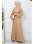 Kemerli Piliseli Aerobin Elbise Camel HM2339 4