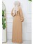 Kemerli Piliseli Aerobin Elbise Camel HM2339 5