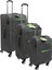 Gri Kabin (Küçük) Orta ve Büyük Boy Üçlü Carry-On Lüks Kumaş Valiz Seti ES0055 1
