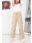 Krem Kargo Cep Lastikli Paça Kız Paraşüt Pantolon 17598 2