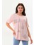 Kadın Desenli Bisiklet Yaka Kısa Kol Bluz 20405 Pudra 3