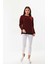 Kadın Desenli Uzun Kol Bluz 23519 Bordo 2