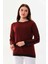Kadın Desenli Uzun Kol Bluz 23519 Bordo 3