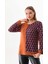 Kadın Desenli Bisiklet Yaka Uzun Kol Bluz 23592 Camel 3
