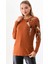 Kadın Desenli Bisiklet Yaka Uzun Kol Bluz 23598 Camel 3
