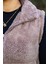 Kadın Vizon Sütlü Kahve Dik Yaka Kalın Peluş Fermuarlı Yelek 24KYLKK215 4