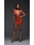 Turuncu Payetli Cut Out Detaylı Mini Elbise 1