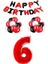 Siyah Kırmızı Happy Bırthday Kırmızı Rakam Folyo ve Late x Balon Seti Yaş 6 1