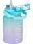 1000ML Pipetli ve Pipetsiz Kullanım Kulplu Çift Renk Motivasyon Matarası Sticker Hediyeli 2