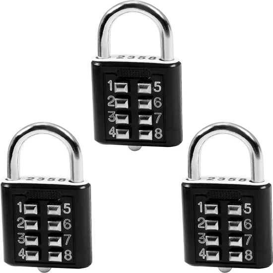 Xolo 3 Adet 8 Şifreli Akıllı Kilit Basmalı Şifreli Kilit Ofis Dolap Bagaj Valiz Çanta Güvenlik Kilit XLK412