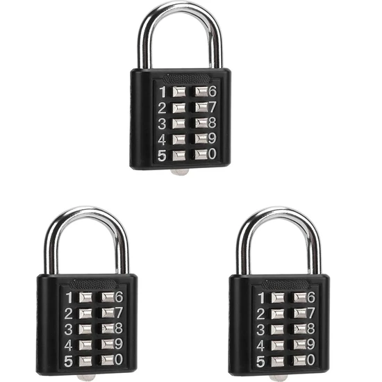 Xolo 3 Adet 10 Şifreli Akıllı Kilit Basmalı Şifreli Kilit Ofis Dolap Bagaj Valiz Çanta Güvenlik Kilit XLK413