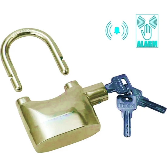Xolo Su Geçirmez Alarmlı 110 Desibel Asma Kilit Altın Sarı Yedek Anahtarlı Set XLK408