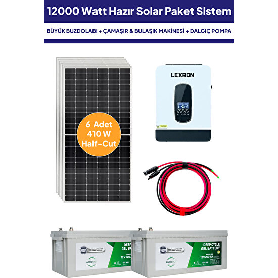 NASAENERJİ 12 Kw 12000 Watt Güneş Enerjisi Hazır Solar Paketi - Half Cut Güneş Panelli