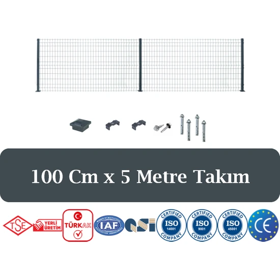 Fence Company 100 cm x 5 Metre Panel Çit Takım | Antrasit ( Aksesuarlar Dahil )