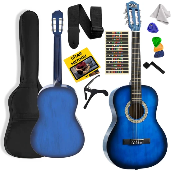 Midex CG-34BL Kaliteli 34 İnç 1/2 Juniur Çocuk Gitarı 4-8 Yaş Arası + Çanta Capo Nota Sticker Askı Pena Metod