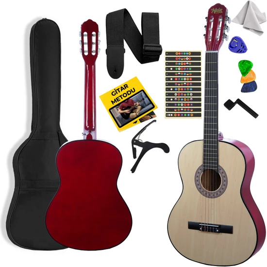 Midex CG-36NT Kaliteli 36 İnç 3/4 Juniur Çocuk Gitarı 8-12 Yaş Arası + Çanta Askı Capo Nota Sticker Pena Metod