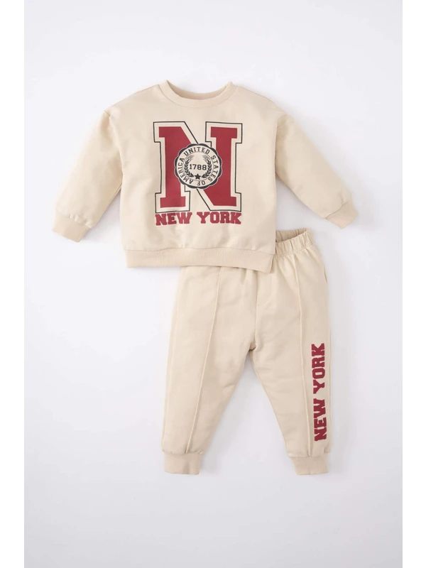 DeFacto Erkek Bebek Baskılı Sweatshirt Eşofman Altı 2'li Takım C2392A524SP