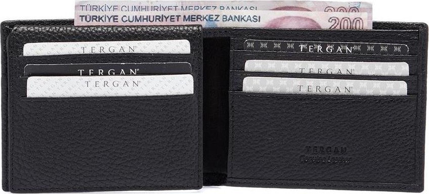 Tergan Siyah Hakiki Deri Erkek Cüzdan S1CE00001648-A41 Düz Desenli Standart Boy Minimalist Stil görsel 2
