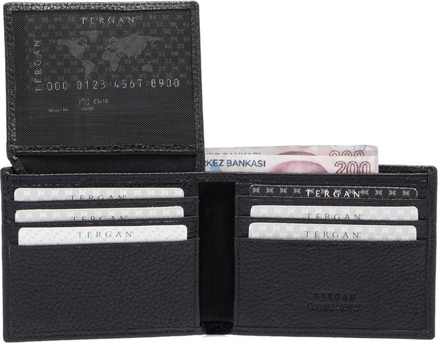 Tergan Siyah Hakiki Deri Erkek Cüzdan S1CE00001648-A41 Düz Desenli Standart Boy Minimalist Stil görsel 3