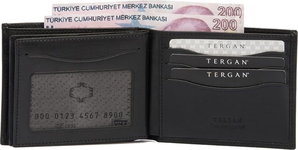 Tergan Siyah Hakiki Deri Erkek Cüzdan Minimalist Stil ve Düz Desen ile Hediye Seçeneği S1CE00001499-A97 görsel 2