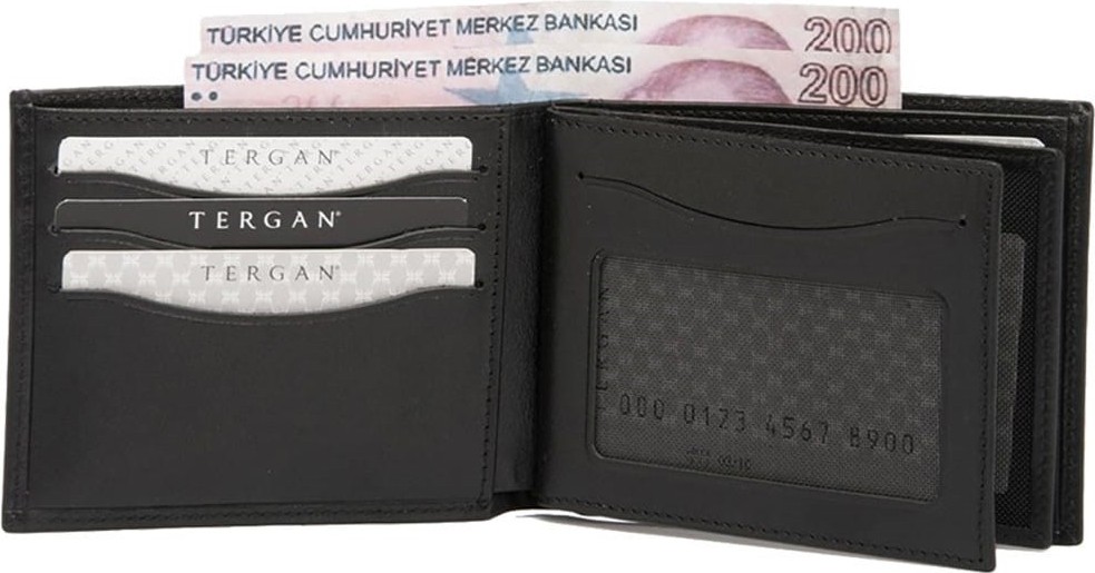 Tergan Siyah Hakiki Deri Erkek Cüzdan Minimalist Stil ve Düz Desen ile Hediye Seçeneği S1CE00001499-A97 görsel 4