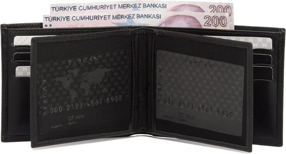 Tergan Siyah Hakiki Deri Erkek Cüzdan Minimalist Stil ve Düz Desen ile Hediye Seçeneği S1CE00001499-A97 görsel 3