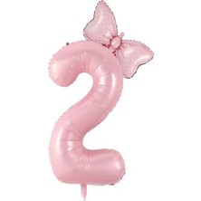 Rönesans Parti Pembe Rakam Fiyonk Folyo Balon Seti Yaş 2
