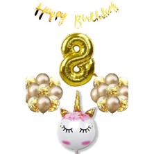Rönesans Parti Unicorn Rakamlı Bannerlı Doğum Günü Parti Seti Yaş 8