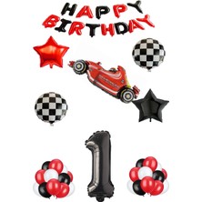 Rönesans Parti Yarış Temalı Folyo ve Late x  Balon Seti Siyah Yaş 1