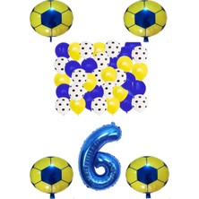 Best Parti Sarı Lacivert Taraftar Folyo Balon Doğum Günü Parti Seti Yaş 6