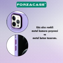 Forzacase iPhone 12 Uyumlu Rock Serisi Metal Buton ve Kamera Çerçeveli Sert Silikon Kılıf