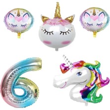 Best Parti Unicorn Karakterli Rakamlı Doğum Günü Parti Seti Yaş 6