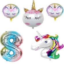 Best Parti Unicorn Karakterli Rakamlı Doğum Günü Parti Seti Yaş 8