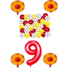 Best Parti Sarı Kırmızı Taraftar Folyo Balon Doğum Günü Parti Seti Yaş 9