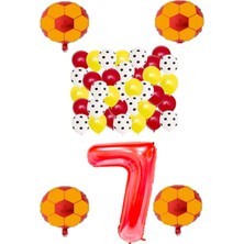Bal10 Dünyası Sarı Kırmızı Taraftar Folyo Balon Doğum Günü Parti Seti Yaş 7