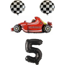 Rönesans Parti Yarış Arabası Rakam Folyo Balon Seti Yaş 5