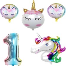 Rönesans Parti Unicorn Karakter  Rakamlı Doğum Günü Parti Seti Yaş 1